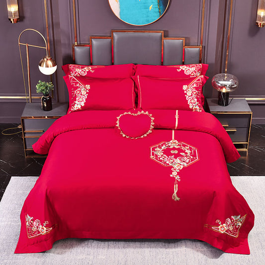 Cotton Wedding Embroidery Collection#9302 (Bedding Set)