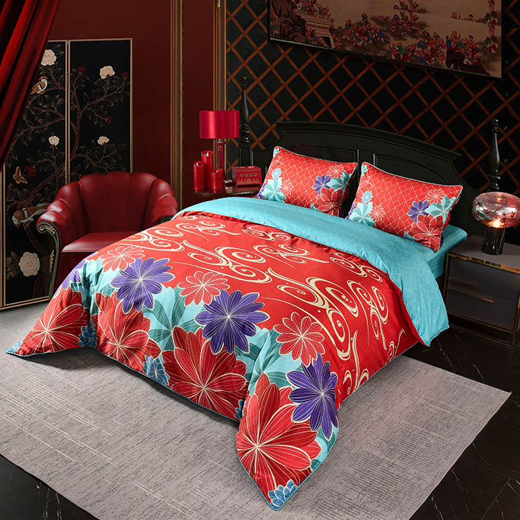 Trendy Red Cotton Sateen Wedding Collection #9608 (Bedding Set)