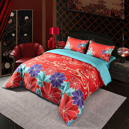 Trendy Red Cotton Sateen Wedding Collection #9608 (Bedding Set)