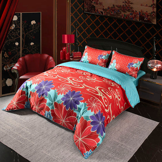 Trendy Red Cotton Sateen Wedding Collection #9608 (Bedding Set)