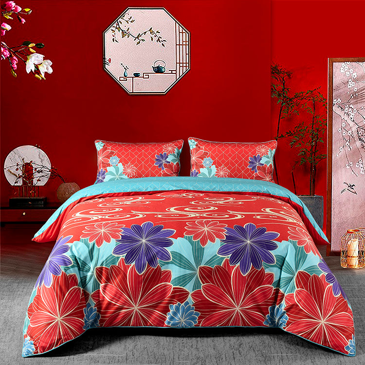 Trendy Red Cotton Sateen Wedding Collection #9608 (Bedding Set)