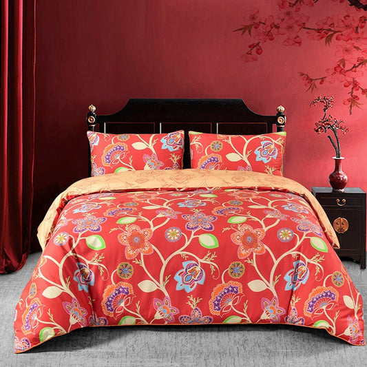 Trendy Red Cotton Sateen Wedding Collection #9607 (Bedding Set)
