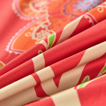 Trendy Red Cotton Sateen Wedding Collection #9607 (Bedding Set)